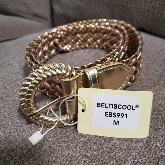 Braided Gold and Brown Belt‎ with Intricate Weave - Picture 4 of 5